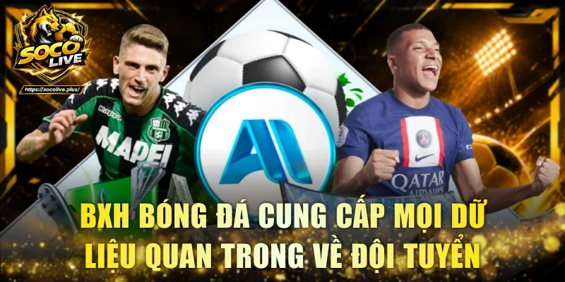BXH bóng đá cung cấp mọi dữ liệu quan trong về đội tuyển