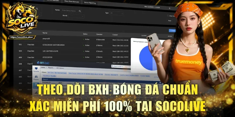 Theo dõi BXH bóng đá chuẩn xác miễn phí 100% tại Socolive